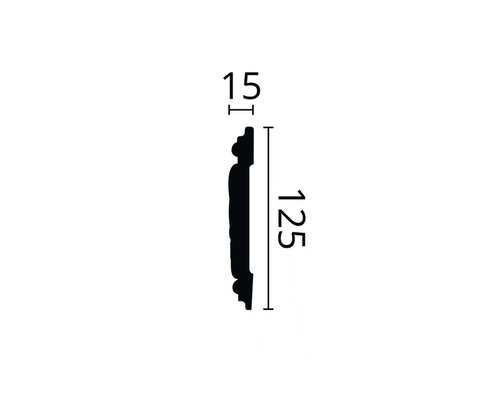 Afmetingen van een sierlijst: 15 bij 125 millimeter