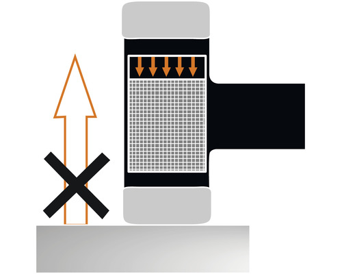 Symbool voor het uitoefenen van druk en het optillen