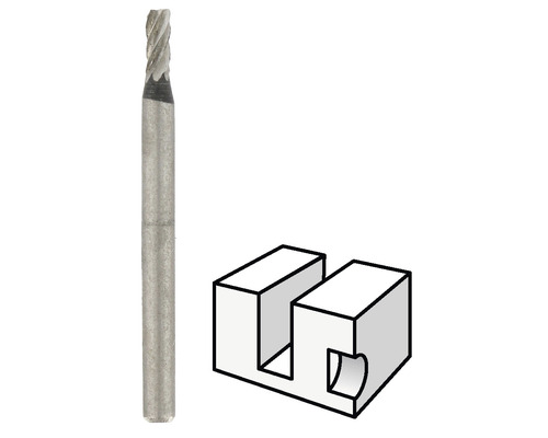 Metalen frees en schematische weergave van een groef