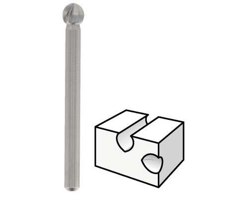 Bolkopfrees naast een schematische weergave van een werkstuk