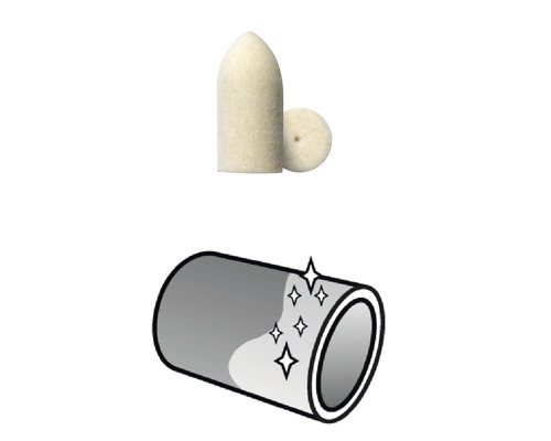 Viltpolijststift en symbool voor gepolijst oppervlak