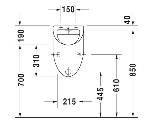 Technische tekening van een toilet met afmetingen