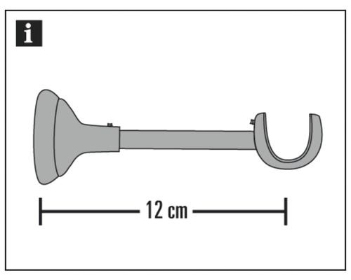 Gordijnroedehouder met een lengte van 12 cm