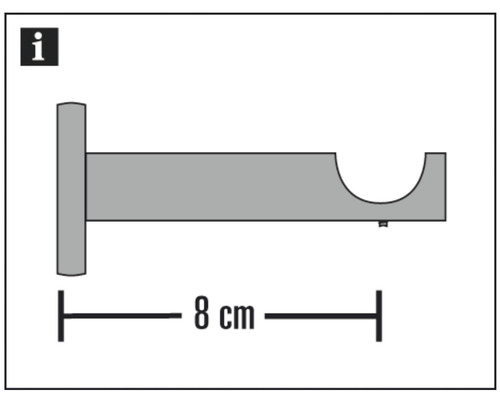 Gordijnroedehouder met lengte van acht centimeter