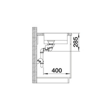 Technische tekening van een wastafel met afmetingen