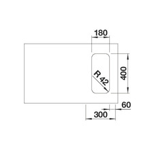 Technische tekening met maatvoering van een meubelstuk