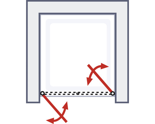 Weergave van het draaibereik van een deur