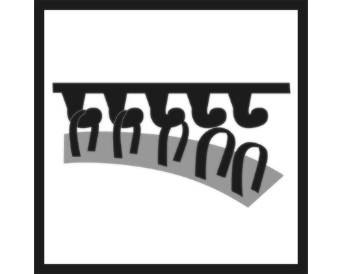 Symbool voor de bevestiging van het textiel