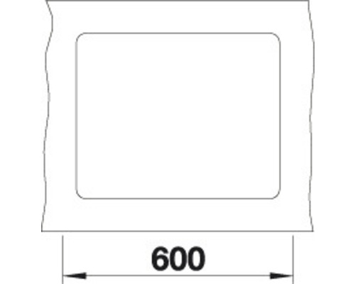Zijaanzicht van een uitsparing met de afmeting 600