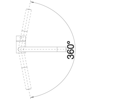 Diagram van een draaibare houder met een draaibereik van 360 graden