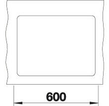 Technische tekening van een wastafel met maatvoering 600