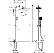 HANSGROHE Regendoucheset Croma 160 Ø16 cm incl. thermostaatkraan 27135000 chroom