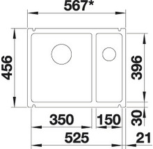 BLANCO Spoelbak Subline 35/150-U kristalwit 45,6x52,5 cm