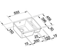Spoelbak maattekening met afmetingen