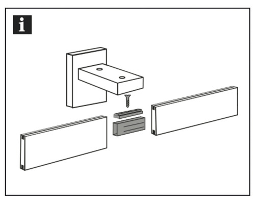 Illustratie van de montage van een plankbevestiging met schroef