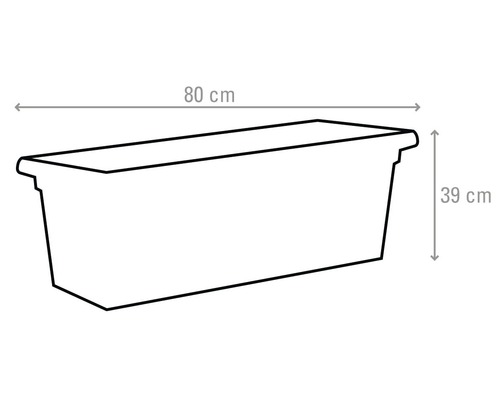 Afbeelding van een plantenbak met de afmetingen 80 x 39 cm