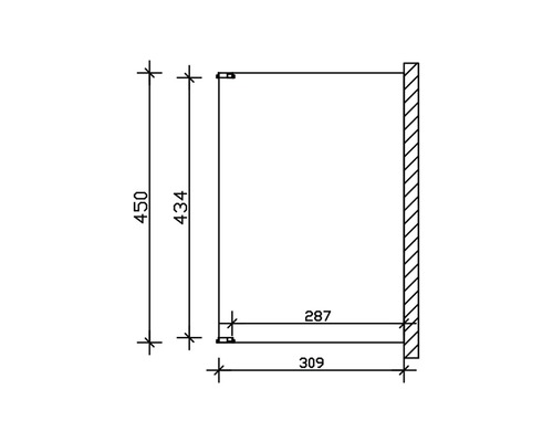 Technische tekening van een wandkast met afmetingen