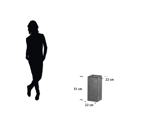 Bloempot met afmetingen 51 cm hoog en 22 cm breed