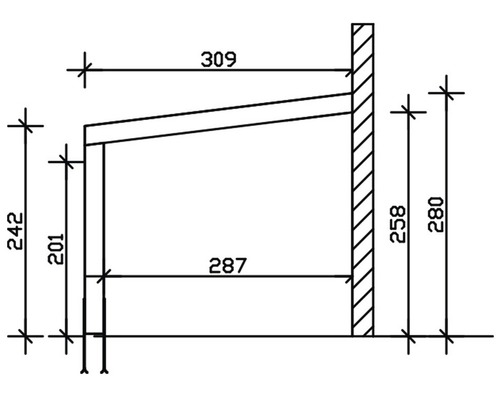 Technische tekening van een wandplank met afmetingen