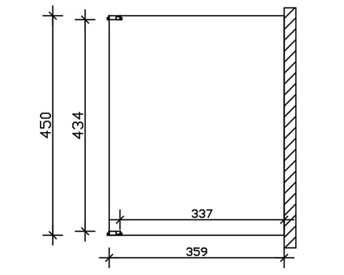 Technische tekening van een wandkast met afmetingen