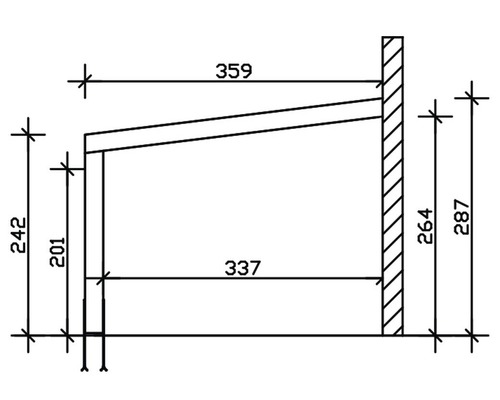Technische tekening van een houten constructie met afmetingen