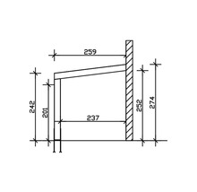 Technische tekening van een plankdrager met afmetingen
