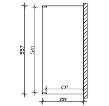 Technische tekening van een kast met de afmetingen 557, 541, 259 en 237.