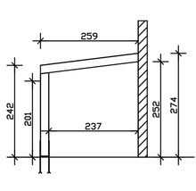 Technische tekening met maatgegevens voor een product
