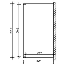 Technische tekening van een kast met afmetingen