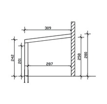 Technische tekening van een plank met maataanduidingen