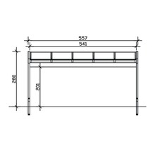 Technische tekening van een tafel met afmetingen