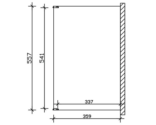 Technische tekening van een kast met afmetingen