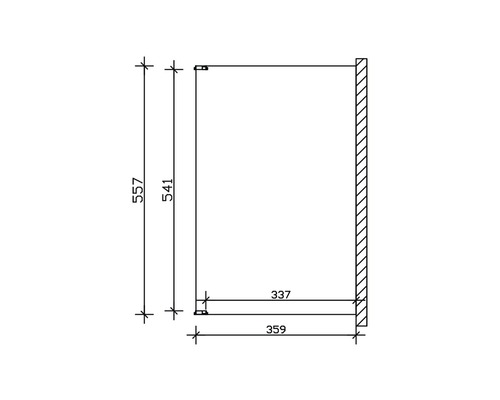 Technische tekening van een kast met afmetingen.