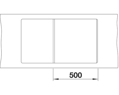 Afbeelding van een spoelbak met een breedte van 500 millimeter