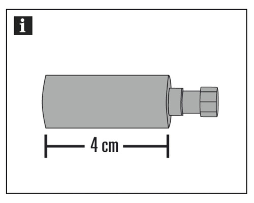 Afbeelding van een cilinder van 4 cm lang met aansluitstuk