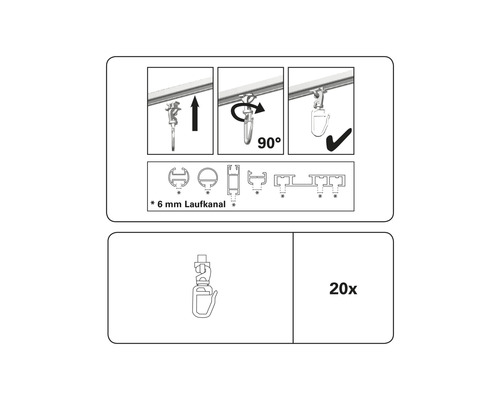 Instructie voor het aanbrengen van gordijnrolletjes, 20 stuks
