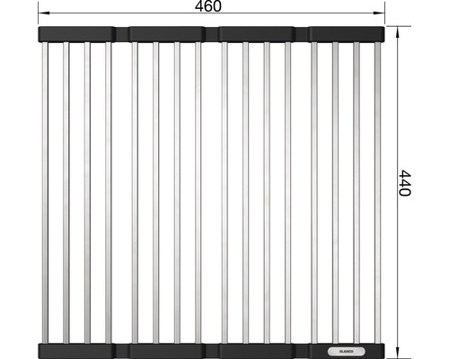 Blanco spoelbakrolrooster met afmetingen van 460 bij 440 millimeter
