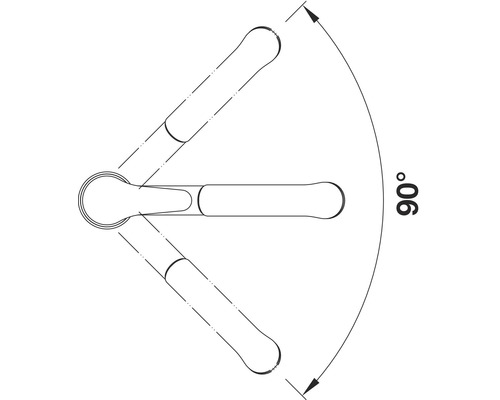 Symbool voor een schroefsleutel met een hoek van 90 graden