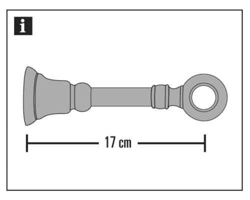 Gordijnroedehouder met een lengte van 17 cm