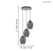 EGLO Hanglamp Estanys 3-lichts nikkel/zwart-thumb-4
