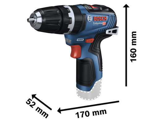 Accuboormachine met afmetingen