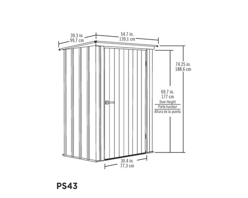 Afmetingen van een gereedschapsschuur met deur
