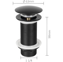 Wastafelplug pop up design hoog model mat zwart-thumb-2