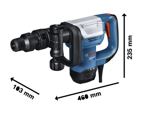 Bosch Professional boorhamer met afmetingen van 460 mm lengte, 103 mm breedte en 235 mm hoogte