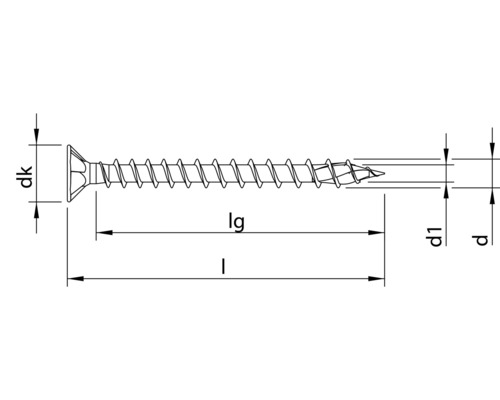 Tekening van een schroef met afmetingen