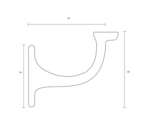 Technische tekening van een wandhouder met maatvoering
