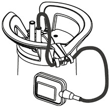 Tekening van een waterpomp met vlotter