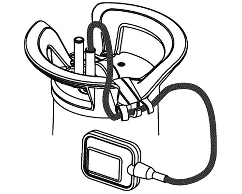Tekening van een waterpomp met vlotter
