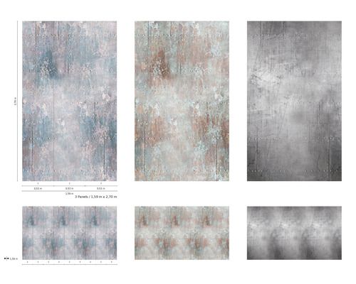 Fotobehang met verschillende metalen patronen