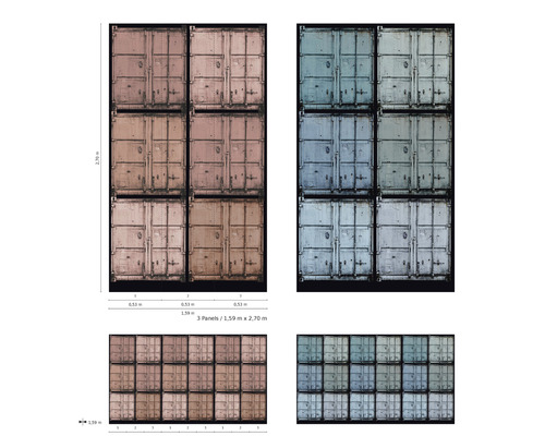 Fotobehang met containermotief en afmetingen